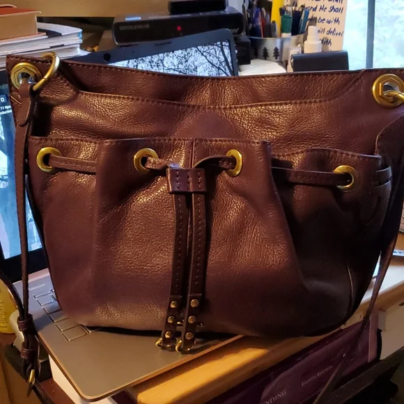 Plum Leather Oryany Shoulder Satchel - Picture 1 of 8